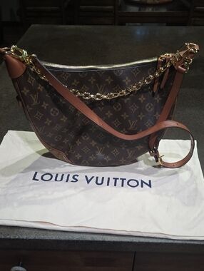 Louis Vuitton Monogram Crescent Shoulder Bag in Brown with Gold Hardware